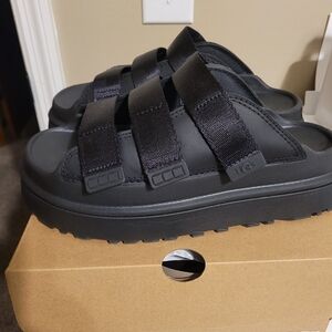 UGG Goldenglow Slide Black Platform Sandals